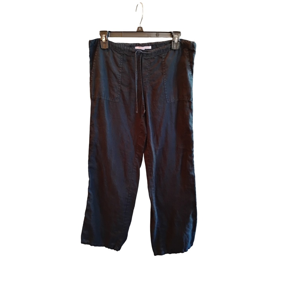 Victoria's Secret Linen Blend Drawstring Pants Navy Blue Size 2 Short